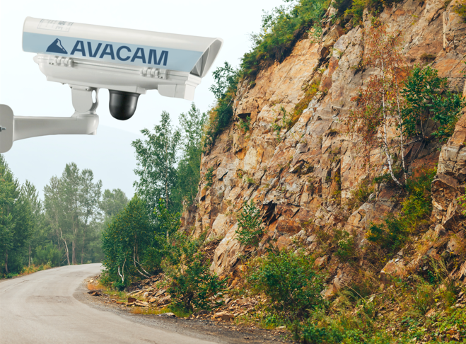 Avacam device monitoring the side of the mountain