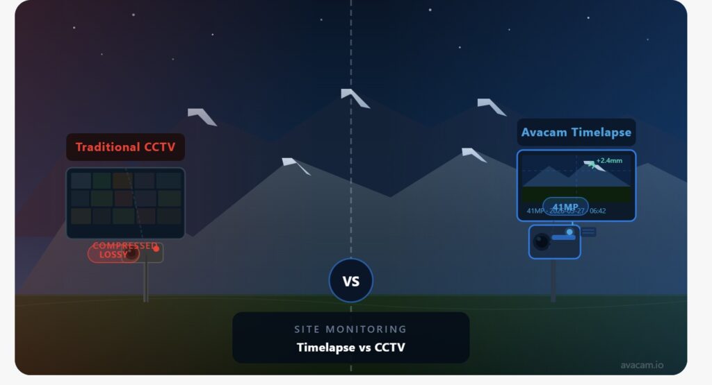 Timelapse Camera vs Traditional CCTV for Site Monitoring: Key Differences give me a blog